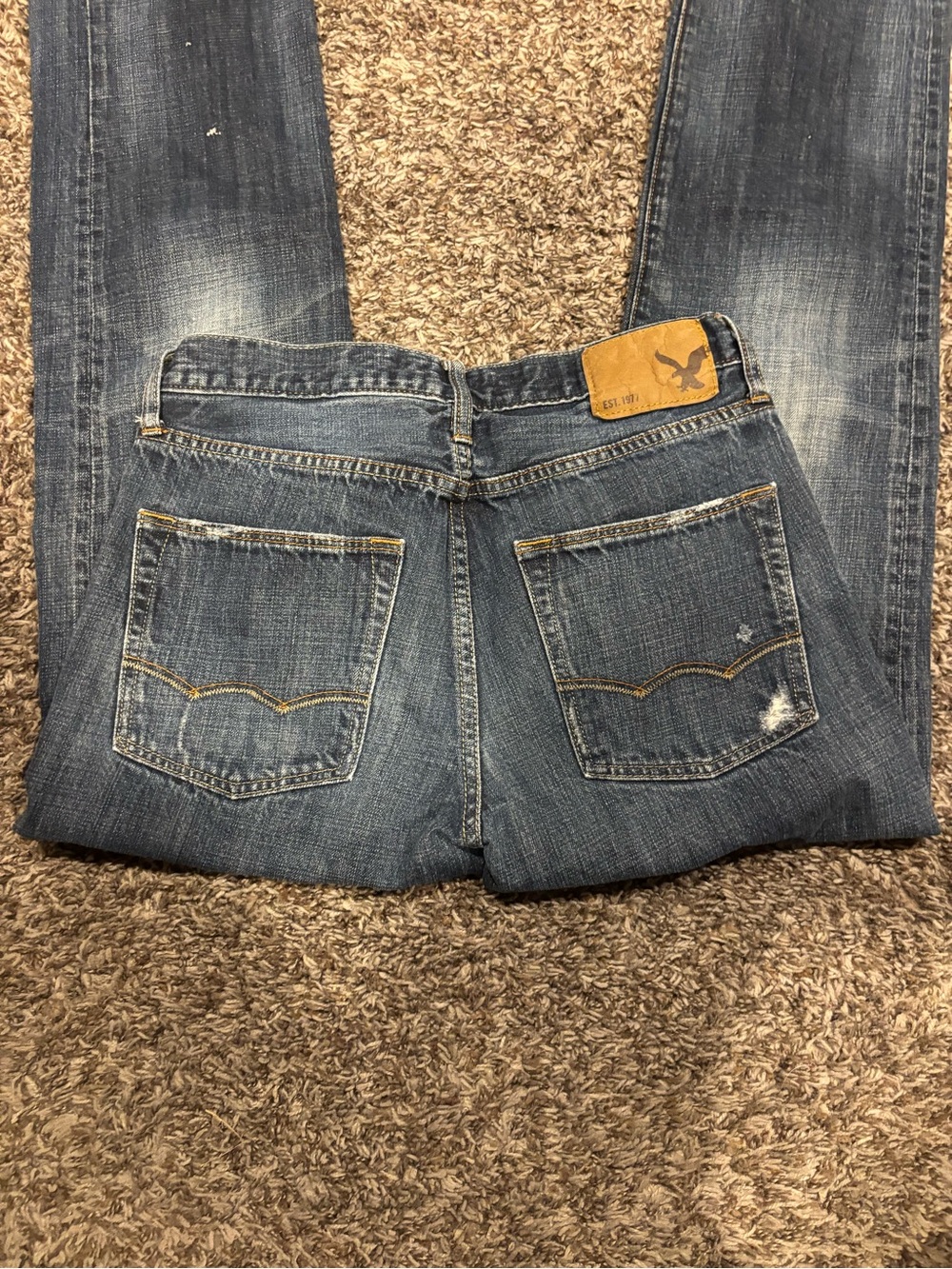 American Eagle Outfitters Men’s Blue Distressed Slim Straight Jeans